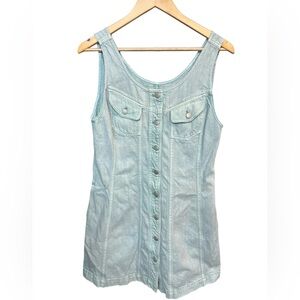 Madewell Dress Womens 8 Blue Denim Button Front Sleeveless Pockets Mini Utility